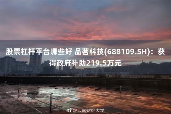 股票杠杆平台哪些好 品茗科技(688109.SH)：获得政府补助219.5万元